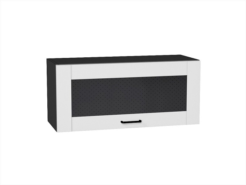 Кухня 358*800*Шкаф верхний горизонтальный остекленный Лофт Super White/Graphite