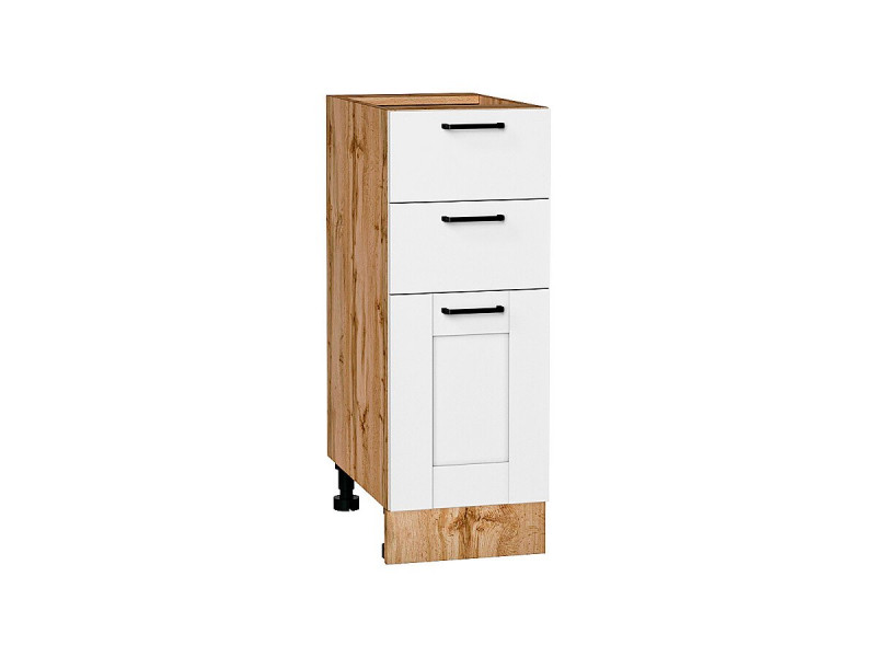 Кухня 816*300*Шкаф нижний с 3-мя ящиками Лофт Super White/Дуб Вотан
