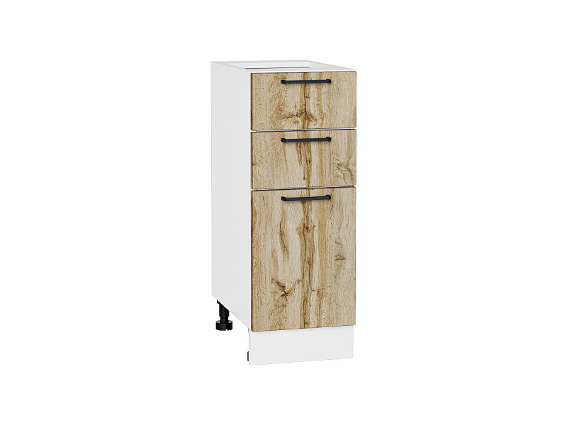 816*300* Шкаф нижний с 3-мя ящиками Флэт Wotan Oak 2S Белый