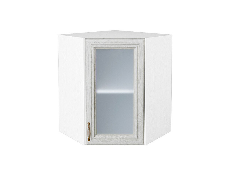 716*600*600 Шкаф верхний угловой остекленный Шале White Dreamline Белый