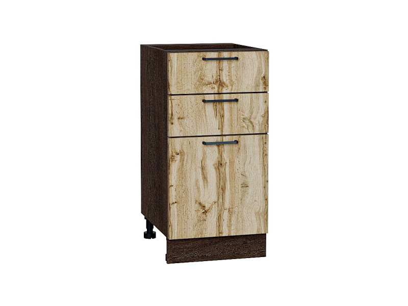 816*400* Шкаф нижний с 3-мя ящиками Флэт Wotan Oak 2S Graphite