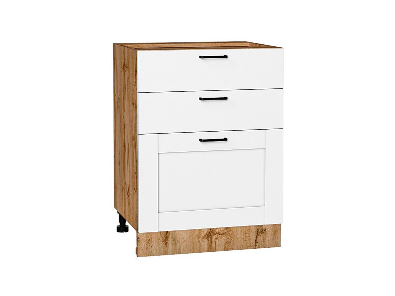 Кухня 816*600*Шкаф нижний с 3-мя ящиками Лофт Super White/Дуб Вотан