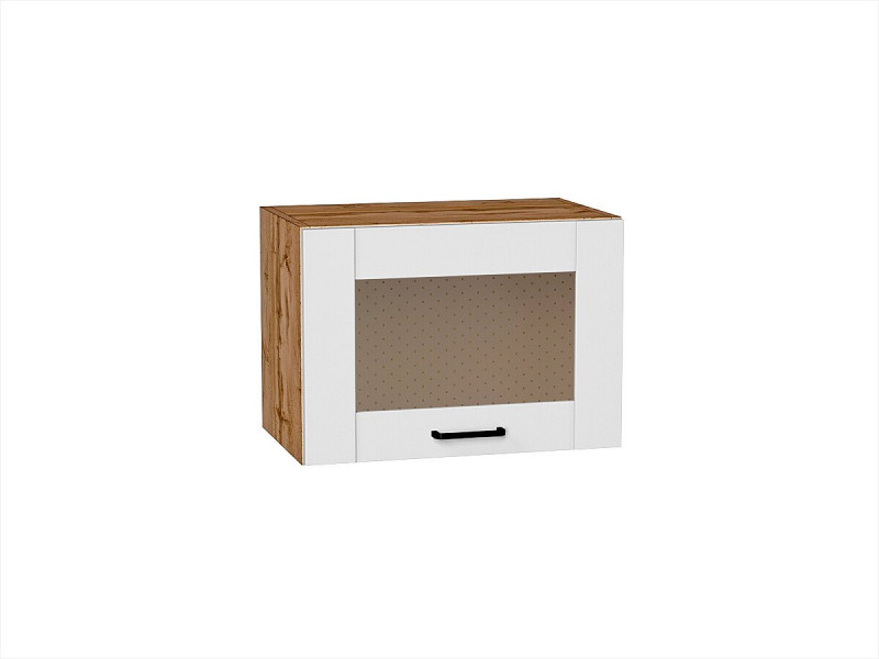 Кухня 358*500*Шкаф верхний горизонтальный остекленный Лофт Super White/Дуб Вотан